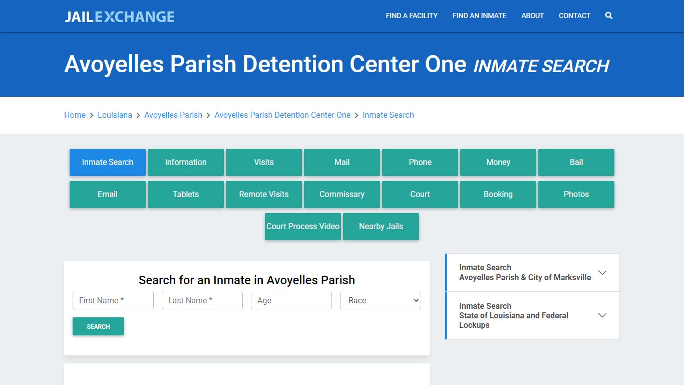 Avoyelles Parish Detention Center One Inmate Search