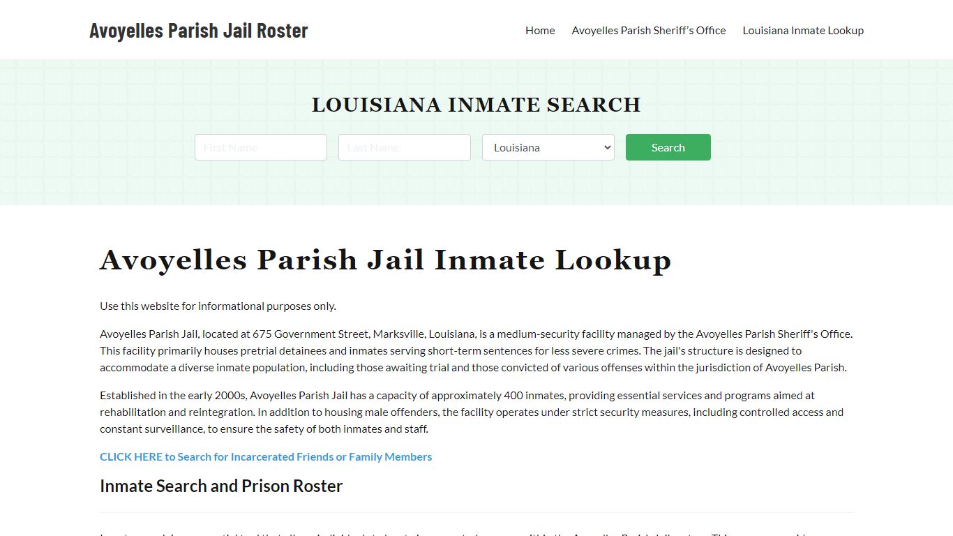 Avoyelles Parish Jail Roster Lookup, LA, Inmate Search